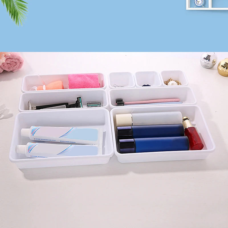 8pcs Home Drawer Organizer Box Trays Storage Box Office Storage Kitchen Bathroom Closet Jewelry Makeup Desk Box Organization