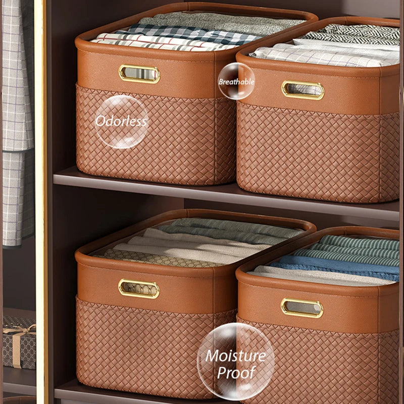 Joybos Bags Closet Organizers Underwear Storage Baskets Box Wardrobe Large Capacity Light Luxury Leather Home Organization