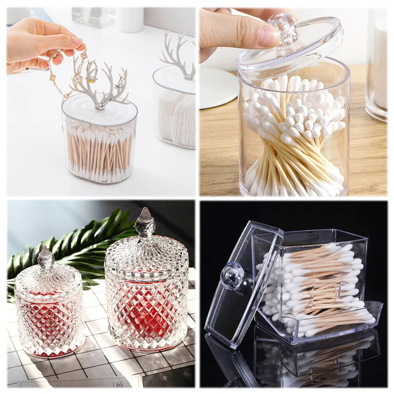 Acrylic Cotton Swab Storage Box Desktop Dust-Proof Transparent Makeup Removal Cotton Lipstick Cosmetics Organization Manager