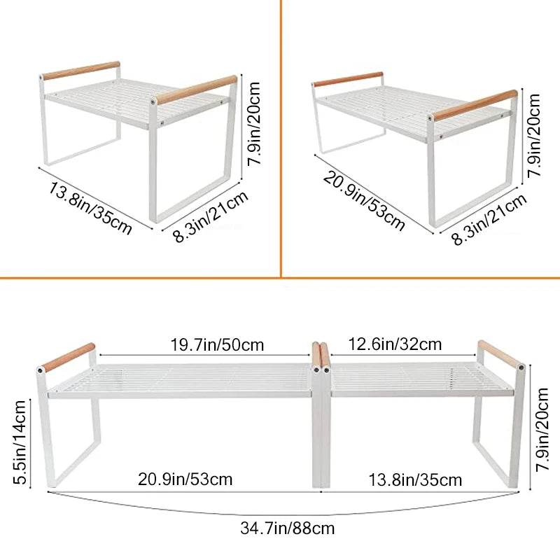 Kitchen Organization and Storage,Stackable Wide Countertop Organizer,Spices Rack for Counter Shelf Cabinet Cupboard Under Sink