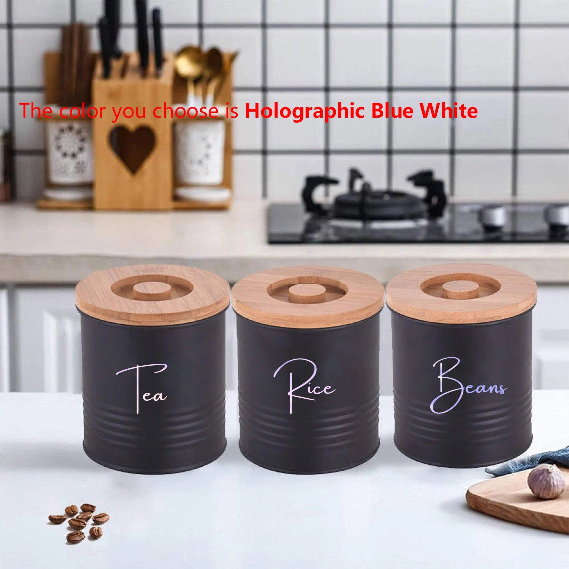 Kitchen Organization Canister Jar Labels Sticker Waterproof Decal Tea Coffee Sugar Baking Salt Quotes Vinyl Mural Art Decals