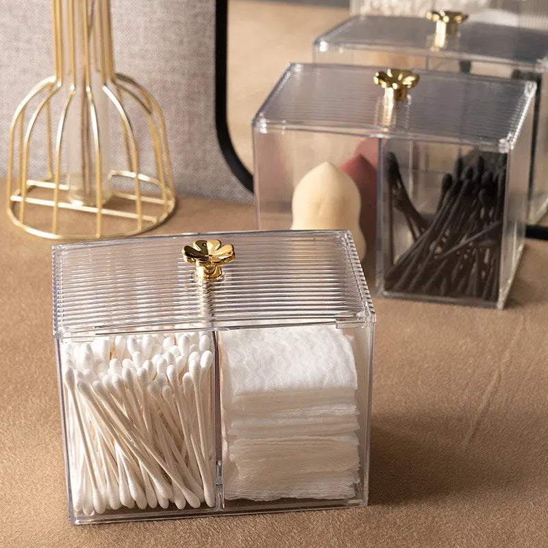 Acrylic Cotton Swab Storage Box Desktop Dust-Proof Transparent Makeup Removal Cotton Lipstick Cosmetics Organization Manager