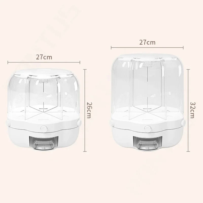 360° Rotating Food Storage Container Rice Barrels Separated Sealed Cereal Dispenser Foods Container Kitchen Storage Organization