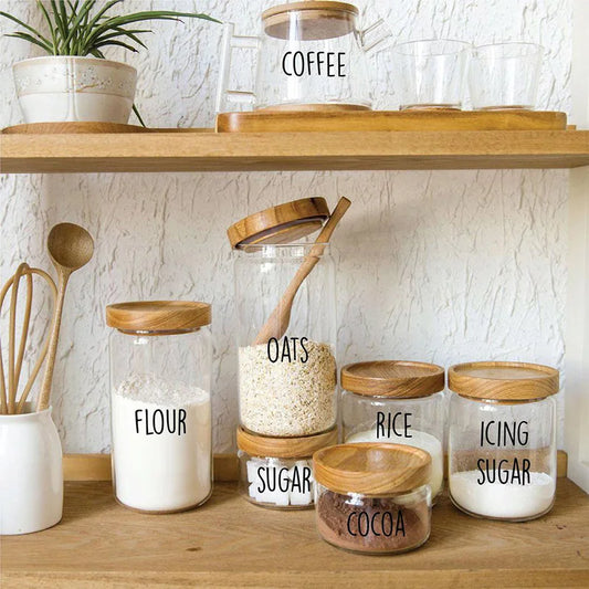 10Pcs Pantry Labels Kitchen Containers Organization Home Decals Stickers Coffee Sugar Rice Chocolate Otas Box Cabinet Vinyl