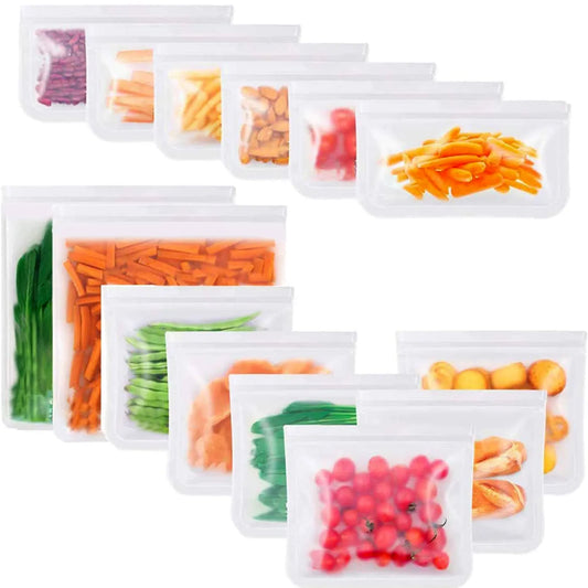 Reusable Food Storage Bags,Fresh Bags for Freezer Storage,Double Ziplock Seal Freezer Bags for Kitchen Organization